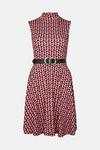 Warehouse Printed Belted Sleeveless Funnel Neck Dress thumbnail 5