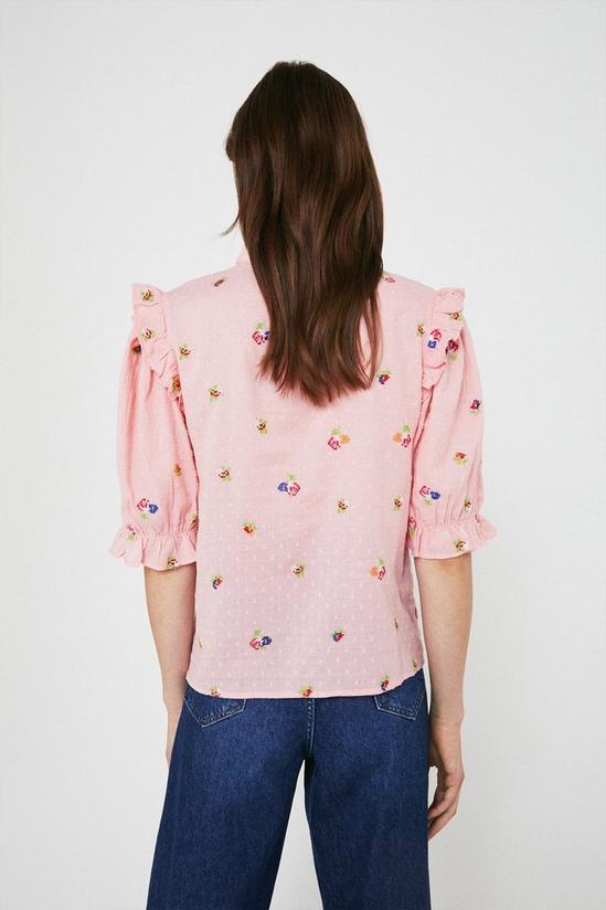 Warehouse Embroidered Ruffle Front Blouse 3