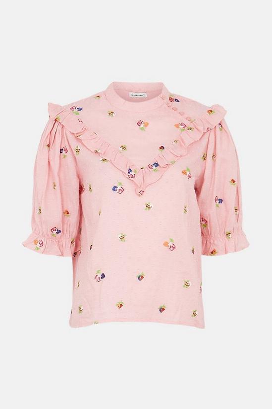 Warehouse Embroidered Ruffle Front Blouse 4