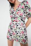 Warehouse Ruched Front Playsuit In Print thumbnail 1