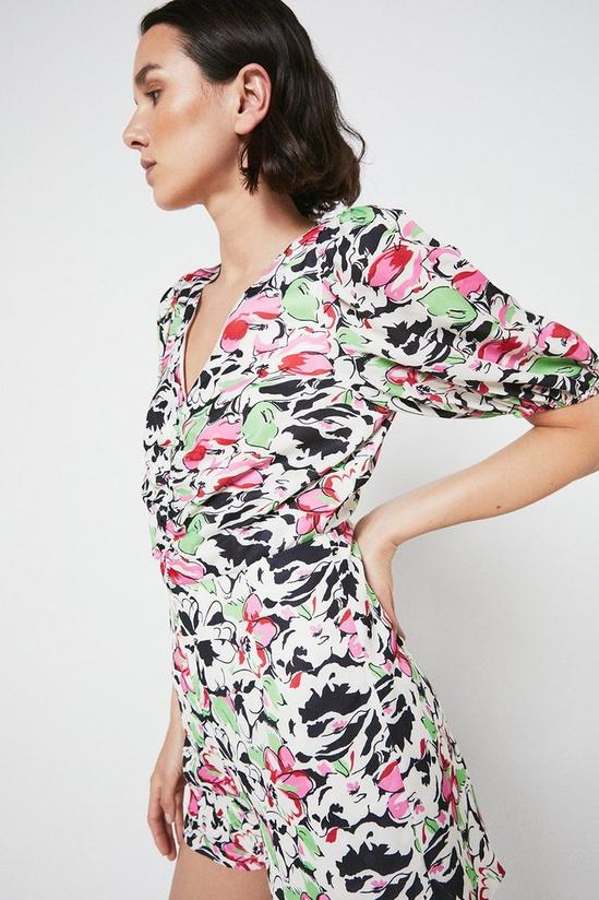 Warehouse Ruched Front Playsuit In Print 2