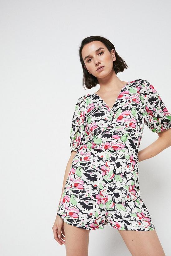 Warehouse Ruched Front Playsuit In Print 4