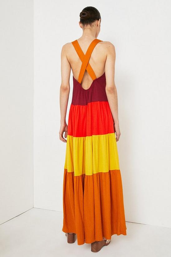 Warehouse Pique Colourblock Tiered Maxi Dress 3