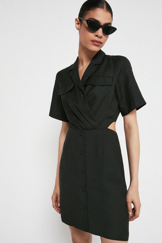Warehouse Linen Twist Front Mini Shirt Dress 2