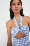 Warehouse Gingham Tiered Knot Front Midi Dress thumbnail 2