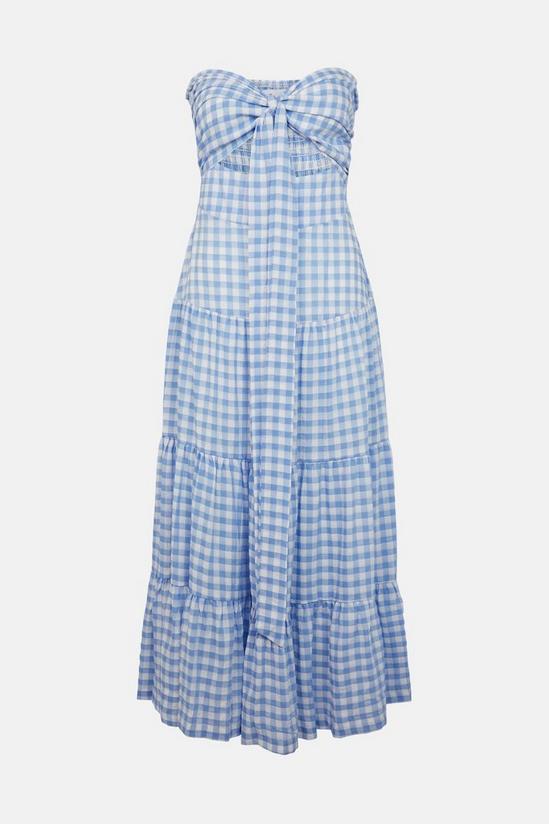 Warehouse Gingham Tiered Knot Front Midi Dress 5