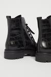 Warehouse Leather Croc Lace Up Chunky Boot thumbnail 3