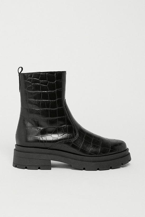 Warehouse Leather Croc Chunky Boot 1