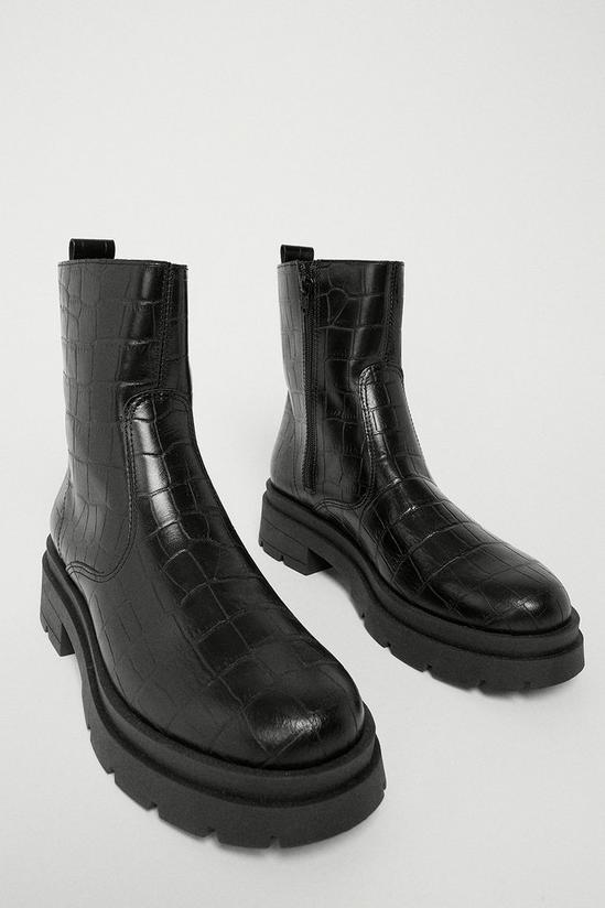 Warehouse Leather Croc Chunky Boot 2