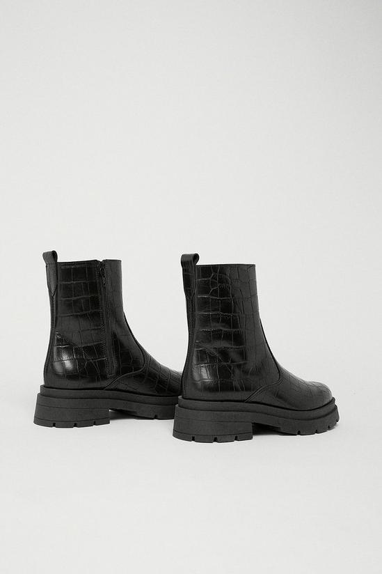 Warehouse Leather Croc Chunky Boot 3