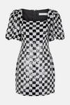 Warehouse Chequered Sequin Mini Dress thumbnail 5