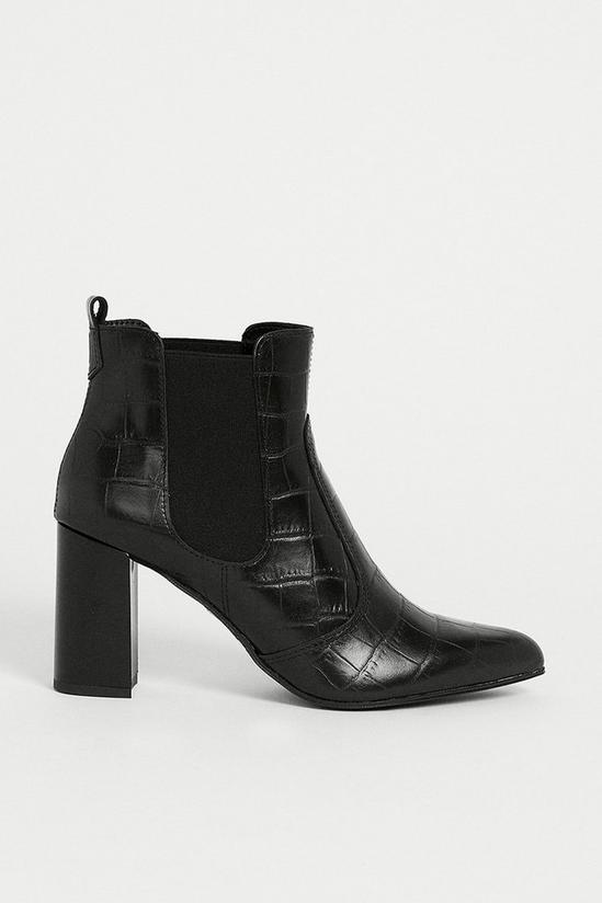 Warehouse Leather Croc Heeled Ankle Boot 1