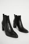 Warehouse Leather Croc Heeled Ankle Boot thumbnail 2