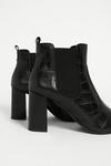 Warehouse Leather Croc Heeled Ankle Boot thumbnail 3