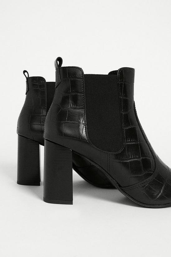 Warehouse Leather Croc Heeled Ankle Boot 3