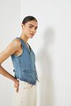 Warehouse Denim Embroidered Button Front Waistcoat thumbnail 4
