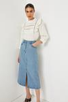 Warehouse Denim Embroidered Pocket Split Midi Skirt thumbnail 2