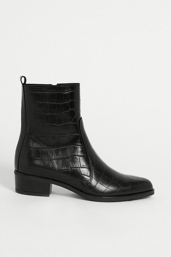 Warehouse Leather Croc Ankle Boot 1