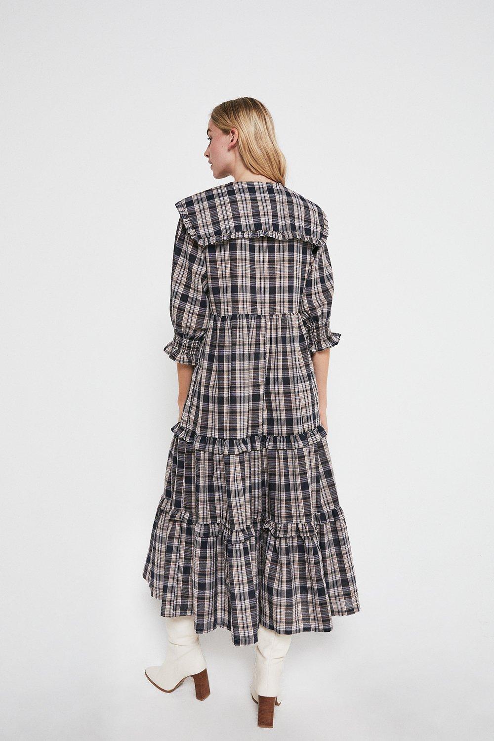 Warehouse check midi shirt hot sale dress