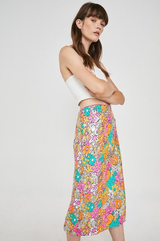 Warehouse Floral Sequin Statement Skirt 1
