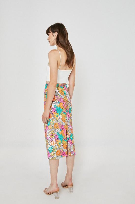 Warehouse Floral Sequin Statement Skirt 3