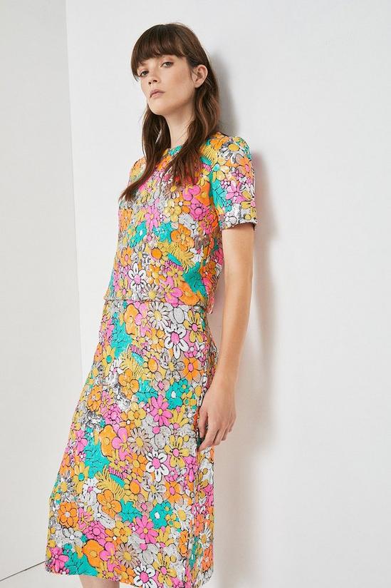 Warehouse Floral Sequin Statement Skirt 4