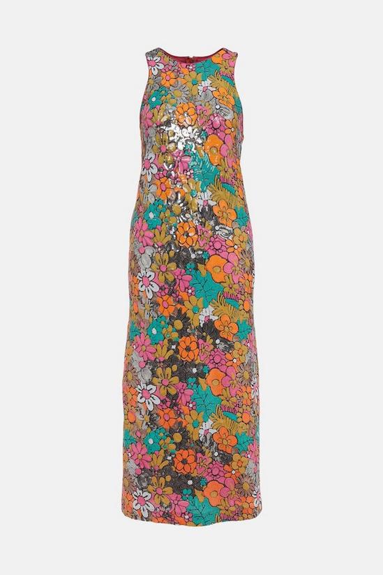 Warehouse Floral Sequin Statement Midi Dress 5