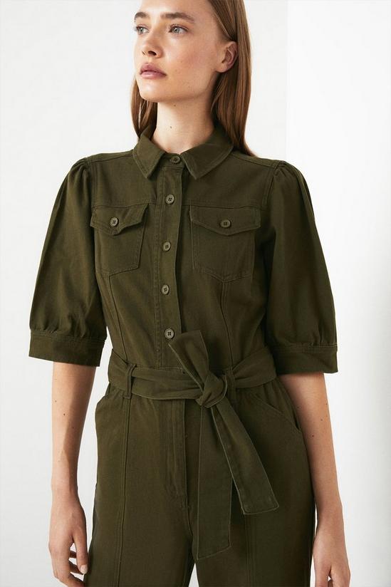 Warehouse Puff Sleeve Belted Jumpsuit 2