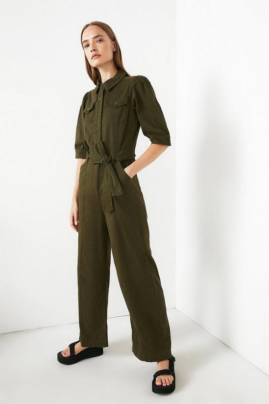 Warehouse Puff Sleeve Belted Jumpsuit 4