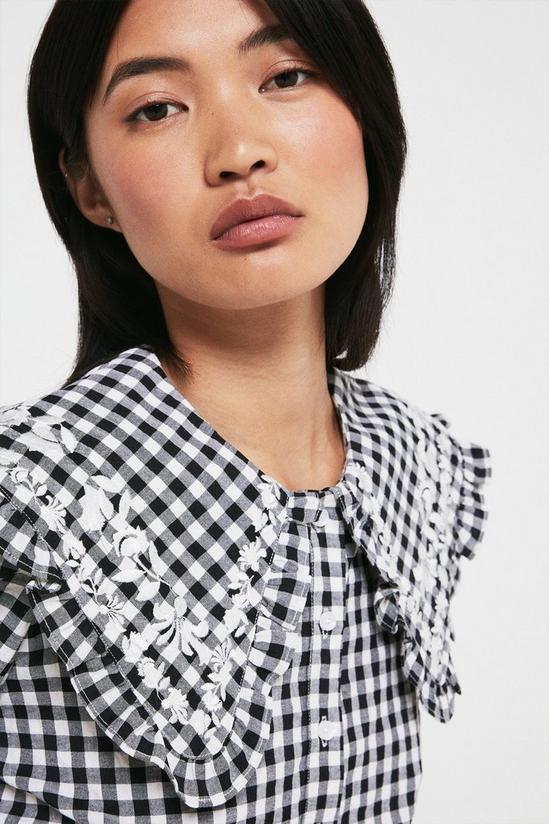 Warehouse Embroidered Collar Gingham Shirt 2