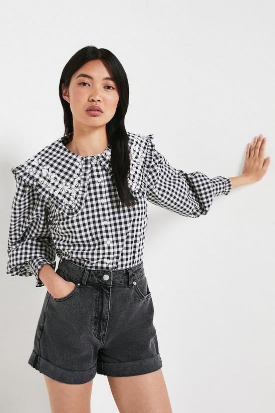 Warehouse Embroidered Collar Gingham Shirt 4