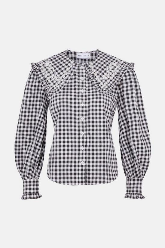 Warehouse Embroidered Collar Gingham Shirt 5