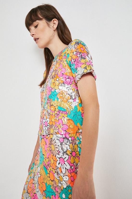 Warehouse Floral Sequin Statement Top 1