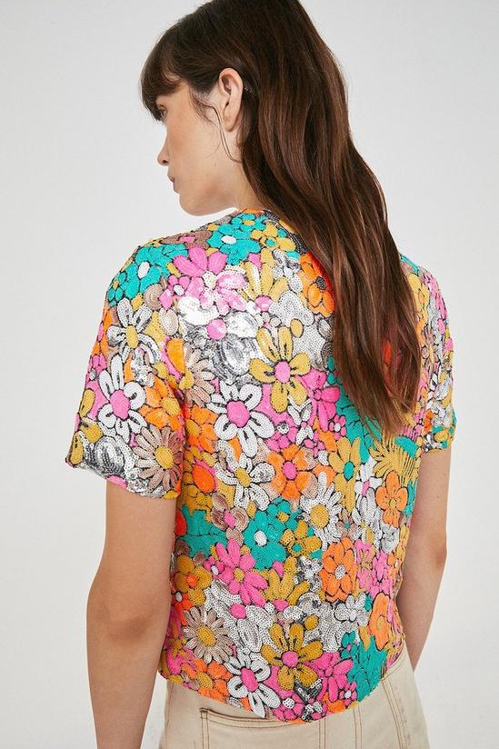 Warehouse Floral Sequin Statement Top 3
