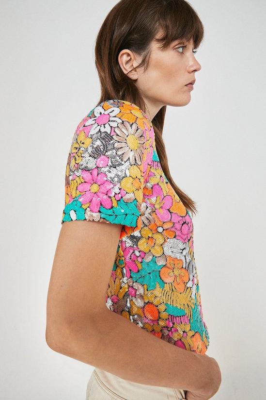 Warehouse Floral Sequin Statement Top 4