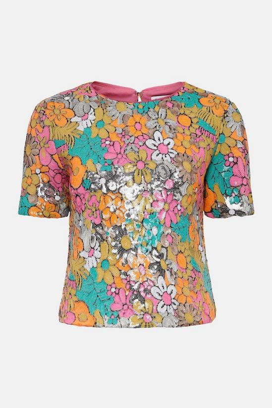 Warehouse Floral Sequin Statement Top 5
