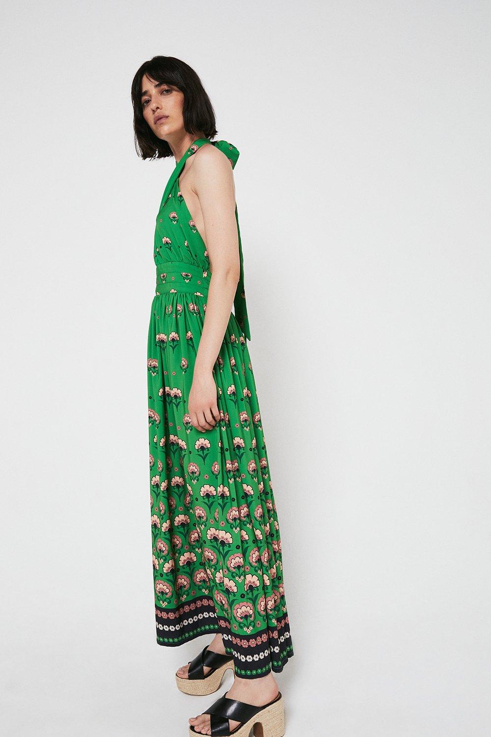 FabAlley maxi_dresses_women_westernwear : Buy FabAlley Green Halter Neck  Embellished Maxi Dress Online