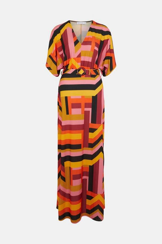 Warehouse Printed Batwing Belted Maxi Dress 4