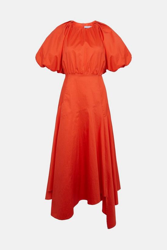Warehouse Cotton Asymmetrical Puff Sleeve Dress 5