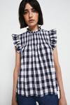 Warehouse Gingham Frill Detail Tie Back Top thumbnail 1