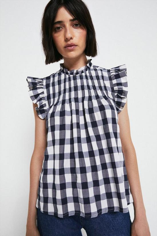 Warehouse Gingham Frill Detail Tie Back Top 1