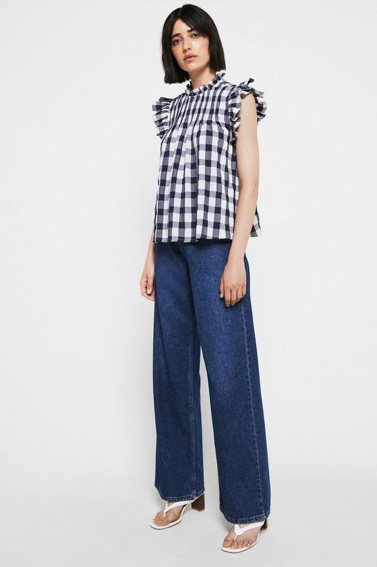 Warehouse Gingham Frill Detail Tie Back Top 2
