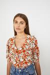 Warehouse Short Sleeve Collar Blouse In Floral thumbnail 1