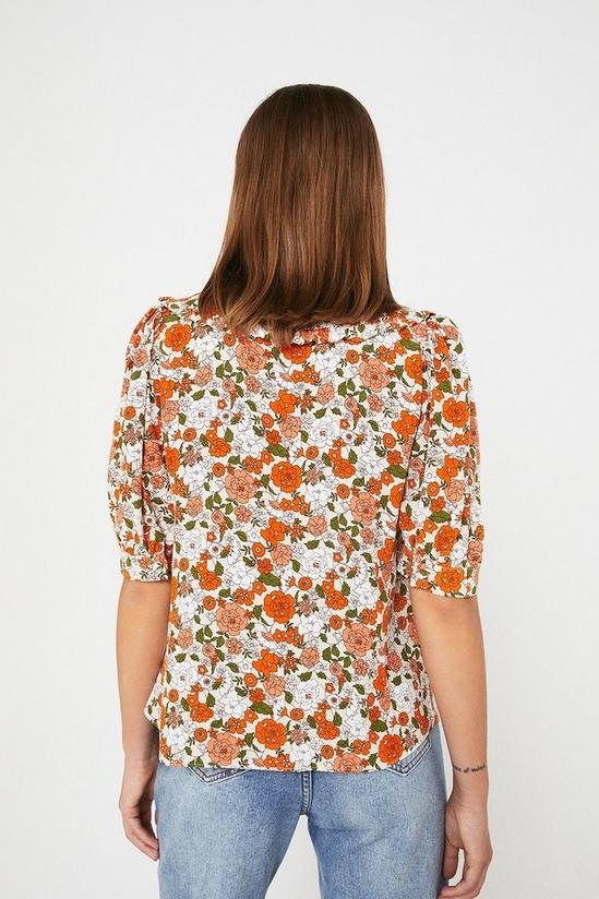 Warehouse Short Sleeve Collar Blouse In Floral 3