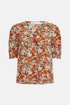 Warehouse Short Sleeve Collar Blouse In Floral thumbnail 5