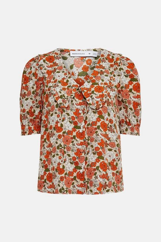 Warehouse Short Sleeve Collar Blouse In Floral 5