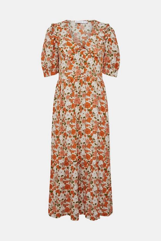 Warehouse Collar Midi Dress In Floral 5