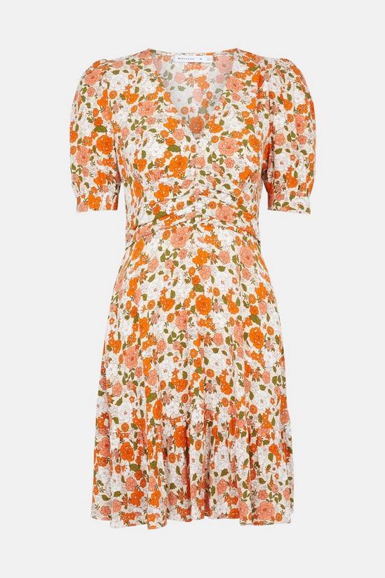 Warehouse Ruched Mini Dress In Floral 5