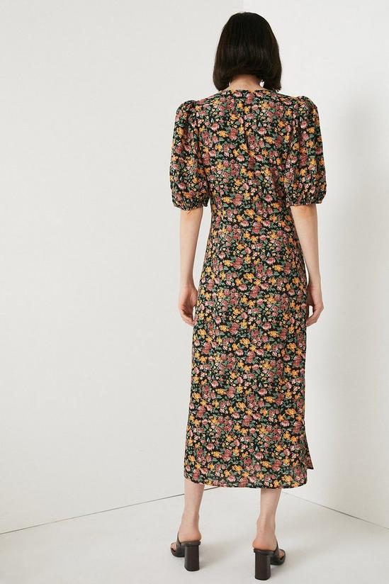 Warehouse Ruched Front Midi Dress In Floral 4