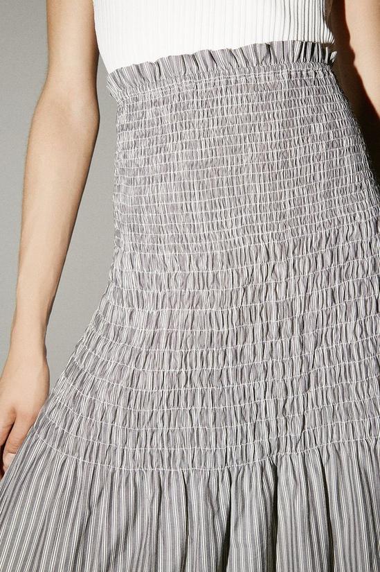 Warehouse Stripe Shirring Detail Midi Skirt 2